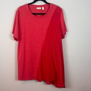 Logo Lounge Lori Goldstein Women's XL Red Multimedia Eyelet Asymmetrical Hem Top